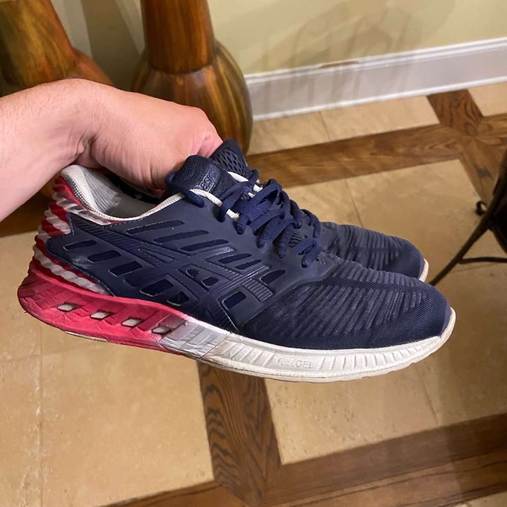 Asics FuzeX Country Pack USA Lace Up Mens Size 7.5 Running Navy T6K0N Used